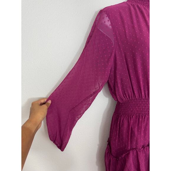 Nanette Nanette Lepore Raspberry Swiss Dot Tiered Dress NWT Size 8 - Picture 4 of 10